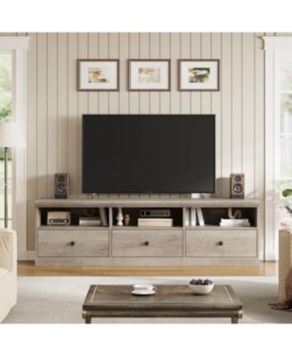 TV Stand for in TV, Entertainment Center with Storage Drawer, Mid-Century Modern TV Console with Open Shelves