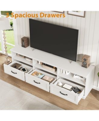 TV Stand for in TV, Entertainment Center with Storage Drawer, Mid-Century Modern TV Console with Open Shelves