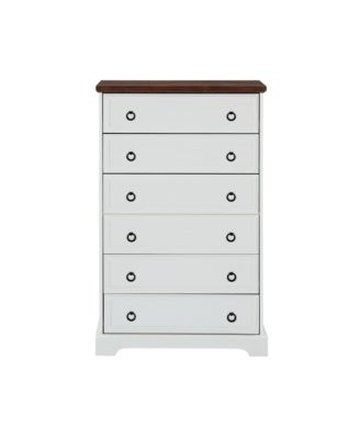 Modern 6 Drawer Dresser Tall Chest for Bedroom Living Room with Easy Pull Handle