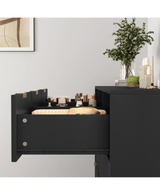 Large 9 Drawer Dresser 63-Inch-Wide Wood with Gold Handles for Bedroom Storage