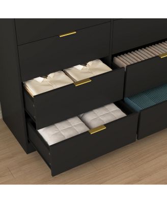 Tall 8 Drawer Dresser 47.2-Inch-Wide Wood for Bedroom Closet Storage