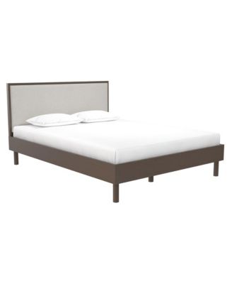 Upholstered Wood Headboard Modern Minimalist 40.5 inch Tall with Wooden Trim