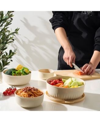 4-Pack Round Stackable Airtight Food Storage Bowls Containers with Lids - for Meal Prep, Leftovers, Freezer, Mixing, Salads