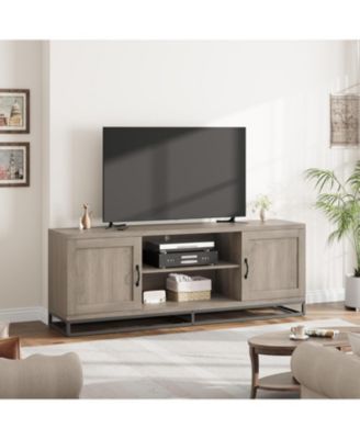 Farmhouse TV Stand , Entertainment Center 2-Tier Adjustable Shelves, Wooden TV & Media Console Table for 75 Inch