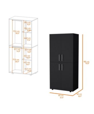Hazel Armoire Melamine with Two Doors Four Shelves and Two Clothes Hanging Bars Bedroom Storage Organizer