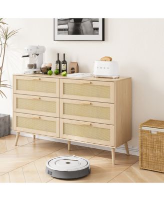 6 Drawer Contemporary Dresser Easy Clean Cabinet for Home Office Home Furniture With Spacious Drawers Easy Assembly.