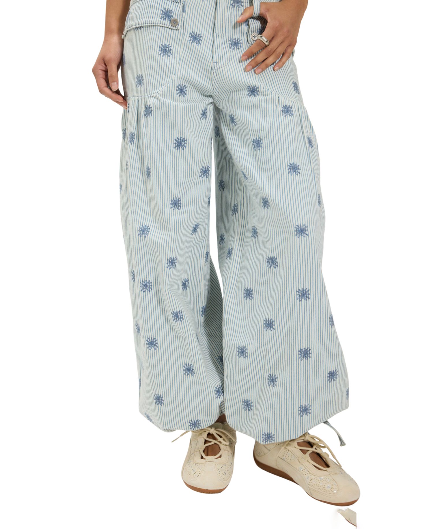 Women's We The Free Lotus Embroidered Railroad Balloon Jeans