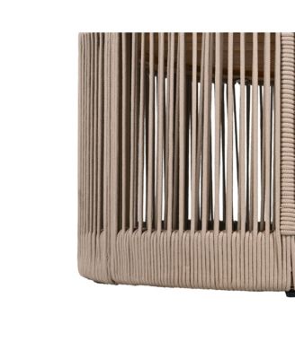 Outdoor Rattan Coffee Table - Round Acacia Wood Top & Rope Side Table, for Garden, Deck, Balcony