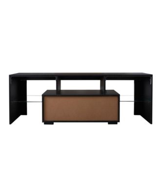 Led Tv Stand for 55 Inch TV, 51.18" Entertainment Center with Glass Shelves and Storage Drawer for Living Room and Bedroom