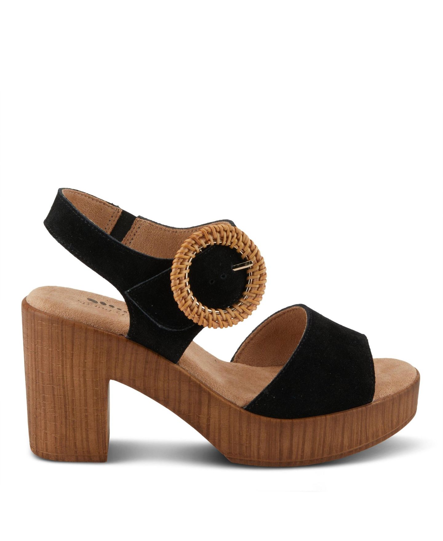 Женские сандалии Spring Step Gamona Ankle Strap with Buckle Closure, цвет: Чёрный замшевый — фото 2