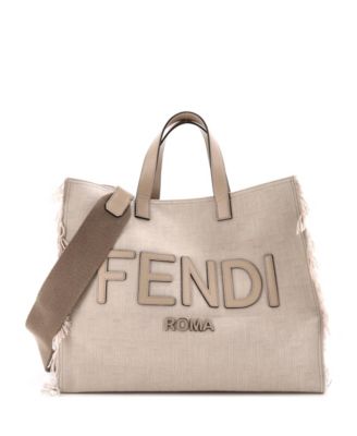 Large Logo Shopper Tote Fringe Canvas