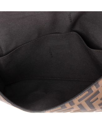 F is Fendi Envelope Clutch on Chain Zucca Embossed Leather