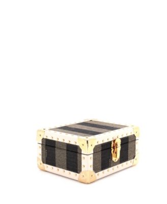 Jewelry Trunk Case Pequin Canvas with Leather