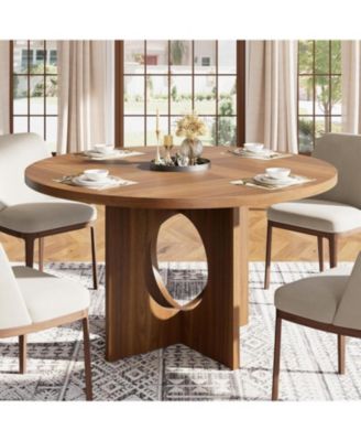 47" Round Wooden Dining Table with Pedestal Base