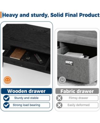 Light Wood Coffee Table with Drawer, 472" Center Table with Storage Shelf, Rustic Coffee Tables Long Living Room Furniture, Sturdy and Easy