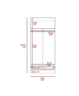 Rio Double Door Armoire One Cabinet Hidden Drawer 71 Inch High Bedroom Storage Organizer with Hanging Rod