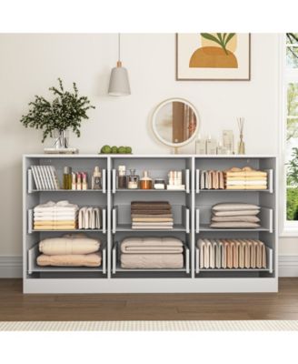 Large 9 Drawer Dresser 63-Inch-Wide Wood with Handles for Bedroom Storage