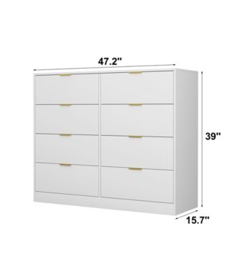 6 Drawer Dresser with Glass Front Drawers Wood for Bedroom Living Room