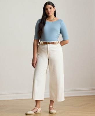 Plus Size Cotton Boatneck T-Shirt