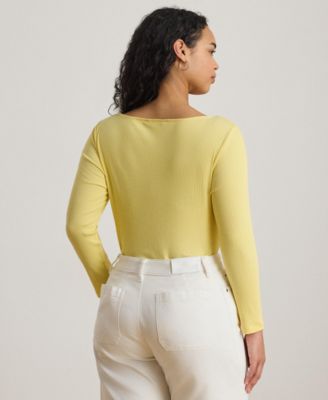 Plus Size Rib-Knit Boatneck T-Shirt