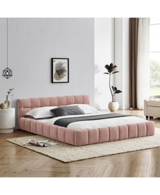 Chenille Grounded Bed Frame Headboard