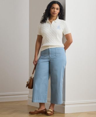 Plus Size Stretch Chino Wide-Leg Cropped Pant