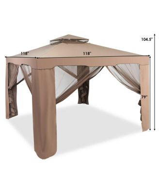 10'x 10' Canopy Gazebo Shelter W/Mosquito Netting Outdoor Patio
