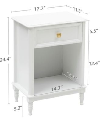 Wooden Nightstand Set of 2 End Table with Storage Drawer and Opening Shelf Sofa Side Table for Bedroom Living Room