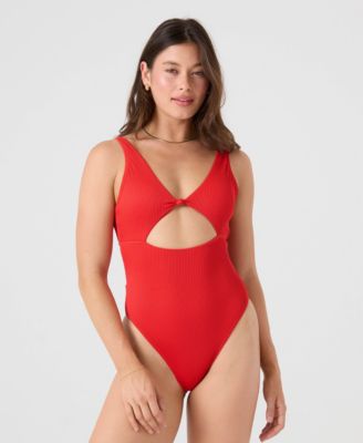 Women's V-Neck Pull-On One-Piece Swimsuit