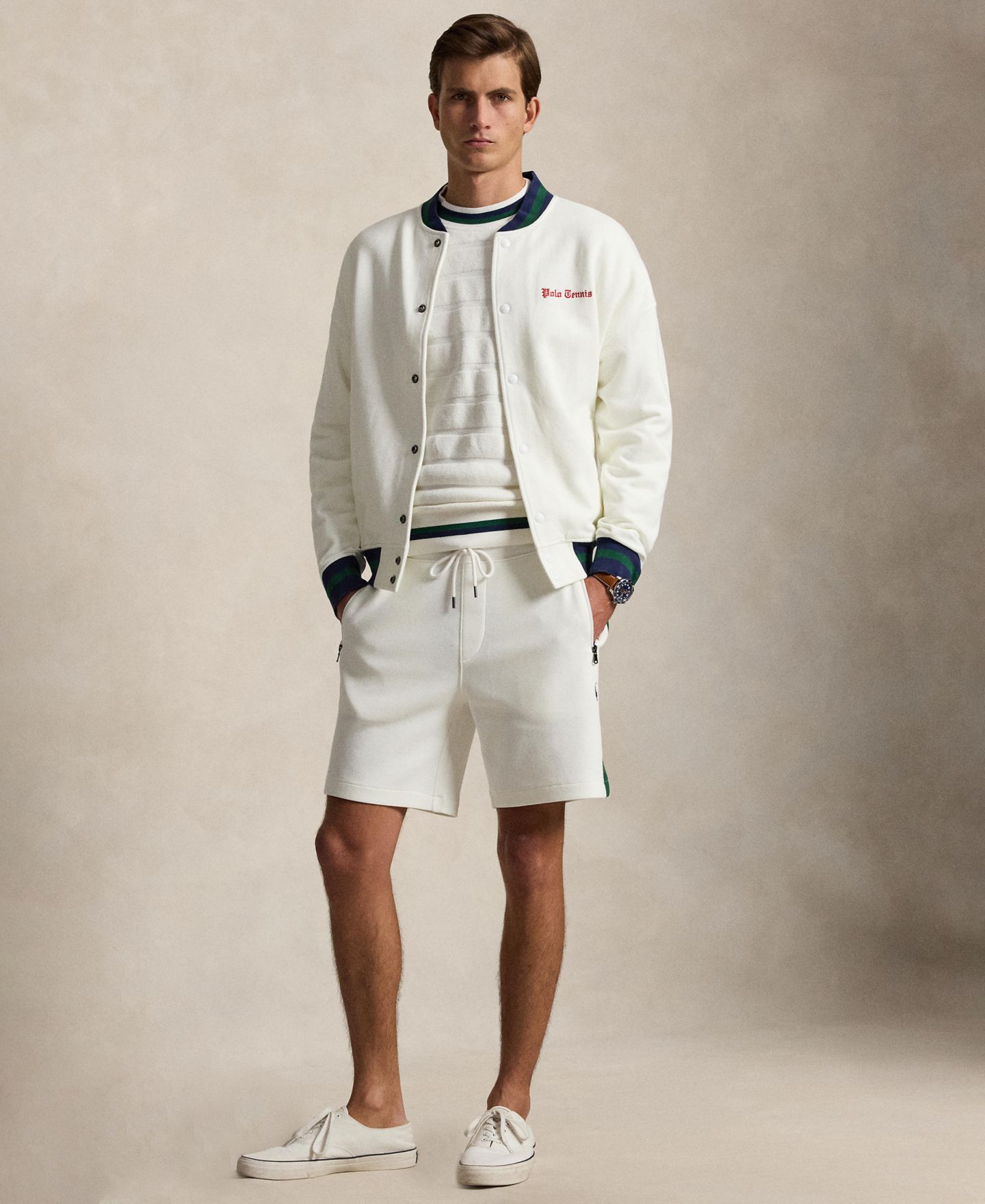 Мужские шорты Polo Ralph Lauren Cotton-Blend Double-Knit, цвет: Белый — фото 2