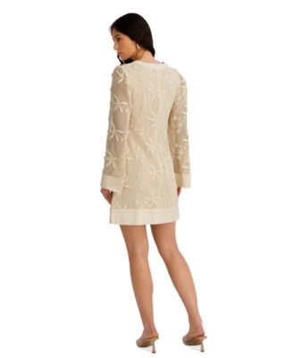 Women's Long-Sleeve V-Neck Short Dress