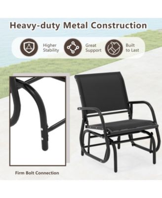 Rocking Chair w/ Study Metal Frame Comfortable Single Glider Patio Chair