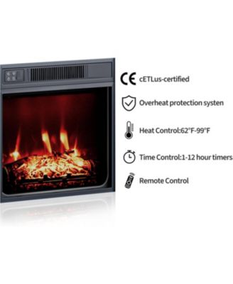 67" Electric Fireplace TV Stand with 18" Slim Built-in Heater, Remote, 12 Flame Colors, Adjustable Storage Cabinets, Wood Finish, Entertainment