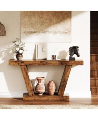 63" Long Console Table, Wooden Sofa Narrow Entryway Table for Hallway, Behind The Couch, Accent Table for Living Room