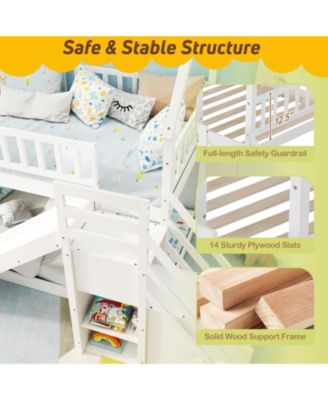 Twin Over Twin Bunk Bed with Slide and Staircase