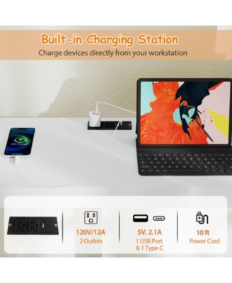 Twin Loft Bed with LED Lights Desk No Box Spring Needed