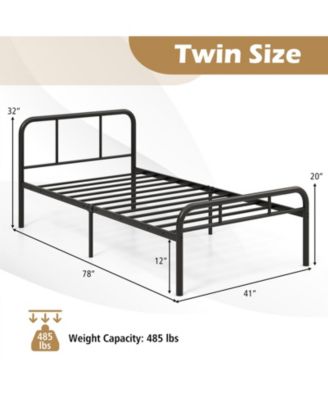 Modern Metal Bed Frame with Curved Headboard