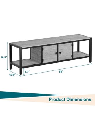 TV Stand for TV Up to 75 Inches, TV Console with 2 Closed Storage Spaces and Open Shelves