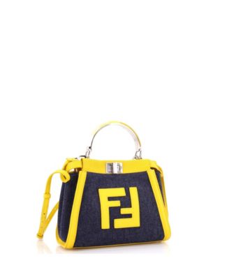 Mini Peekaboo Bag Denim with FF Leather Applique