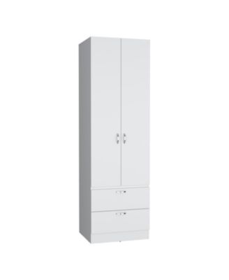 76 Inch High Armoire Wardrobe Closet with 2 Drawers Double Door Cabinet Shelf and Hanging Rod Bedroom Storage Organizer