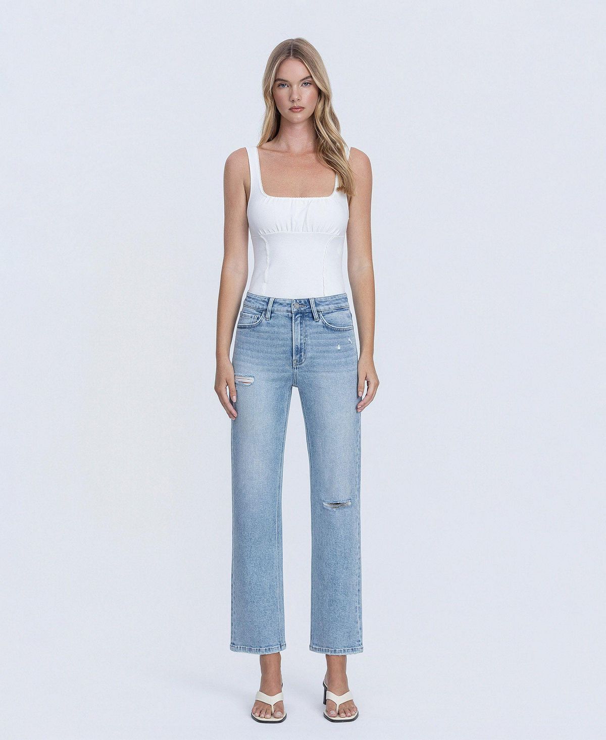 Vervet Women's High Rise Ankle Straight Jeans view 6 — MAYCSS fashion products