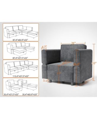 Sectional Sofa, U Shape Sectional Couch, 5 Person Sectional Sofa with Double Chaise Longue for Living Room Furniture