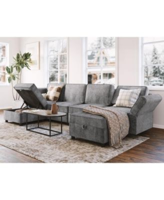 Sectional Sofa, U Shape Sectional Couch, 6 Person Sectional Sofa with Double Chaise Longue for Living Room Furniture