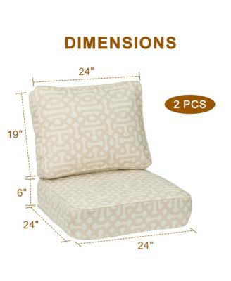 Outdoor Patio Chair Cushions Set, Sunbrella Fabric Weather-Resistant Outdoor Cushion with Individual Pocket Springs, Set of 2