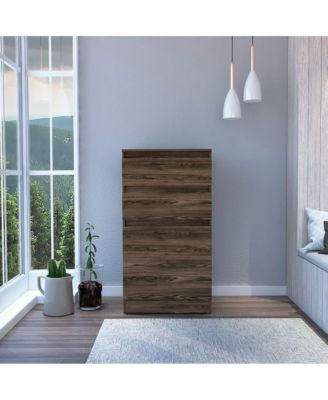 Modern 5 Drawer Dresser Solid Wood Cabinet with Metal Handles for Bedroom Home Office Hallway