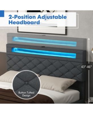 Bed Frame with Storage Headboard and Wooden Slat Support