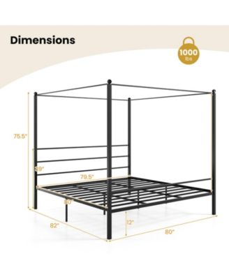 Metal Canopy Bed Frame with Durable Slat Support