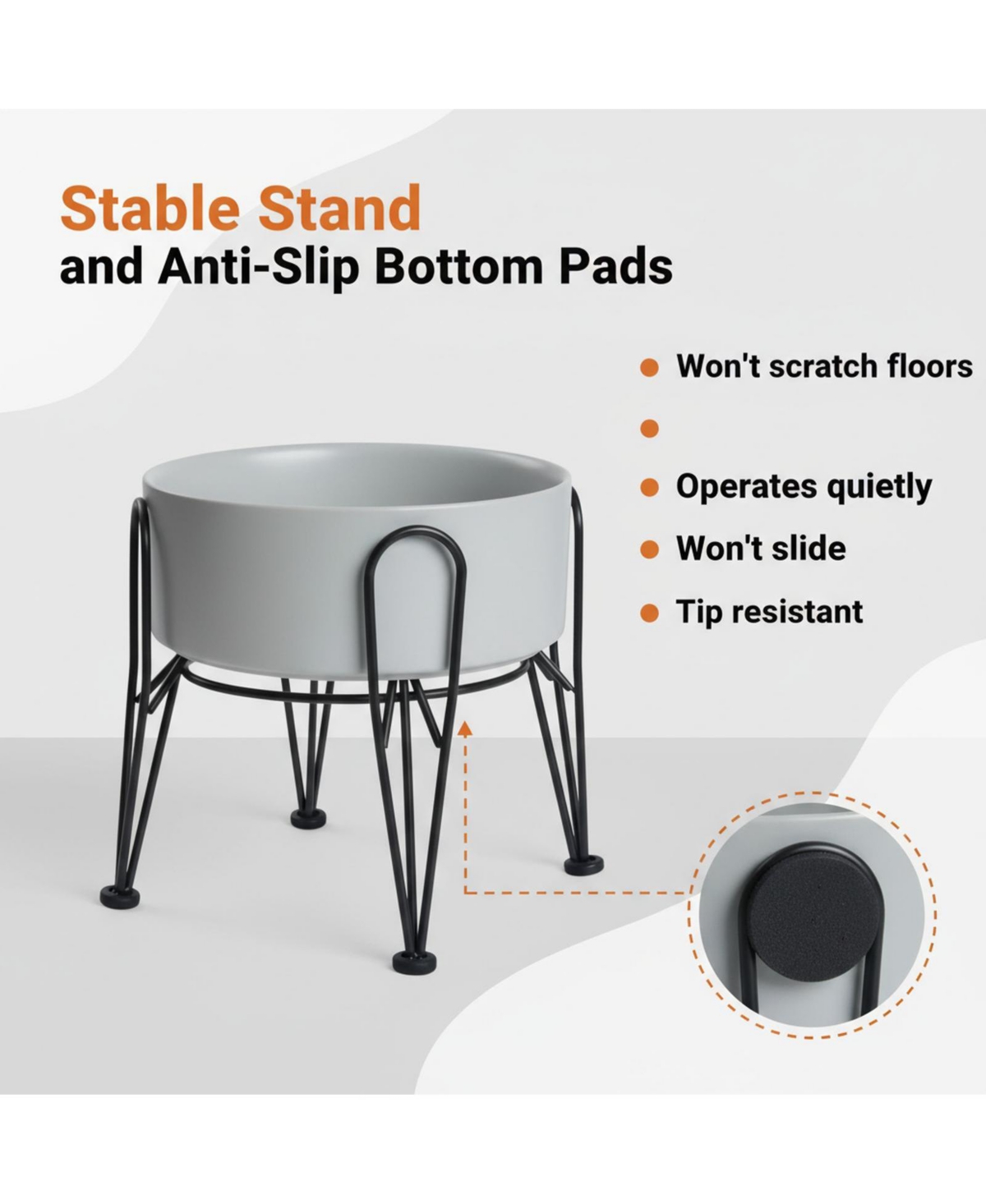 Aronkl Elevated Dog Ceramic Bowl Set 2 Pack with Anti-slip Non-tip Metal Stand for Dogs Food Water Feeding
