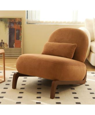 Velvet Accent Chair, Comfy Reading Chair, Cute Living Room Chair with Solid Wood Legs and Soft Cushion for Bedroom, Balcony