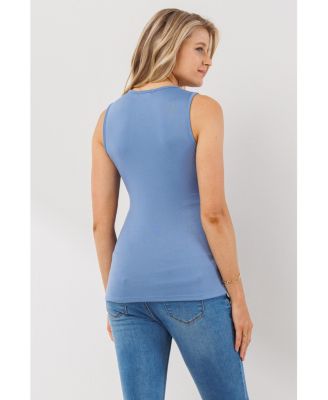 Maternity Sleeveless Ruched V-Neck Wrap Nursing Tank Top